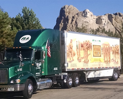 Mt Rushmore with R+L Carriers Truck